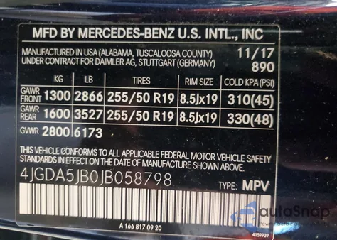 2018 Mercedes-Benz Gle 350 from USA, damaged, VIN 4JGDA5JB0JB058798